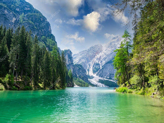 Landscape of Lake Braies in Tyrol