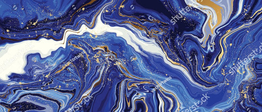 Blue Marble and gold abstract background vector. Marbling wallpaper design with natural luxury style swirls of marble and gold powder.